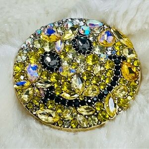 Stunning crystal smile, smiley face brooch with Yellow Accents